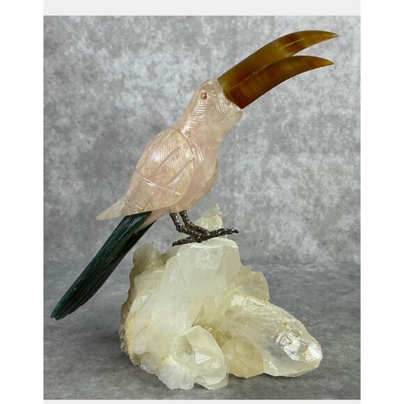 Lovely Vintage Brazilian Gemstone Toucan Statue. - Picture 1 of 6